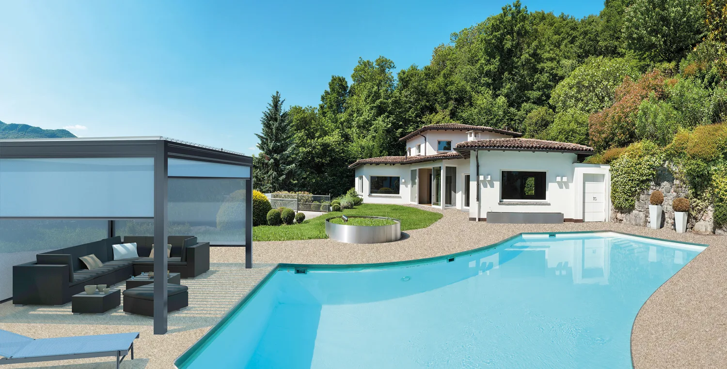 Pergola bioclimatique et aménagement extérieur